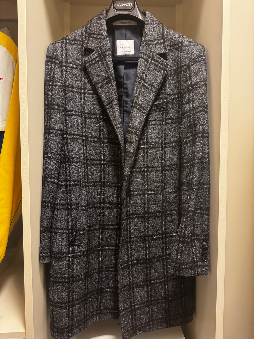 Baumler Gray Plaid Wool-Blend Overcoat